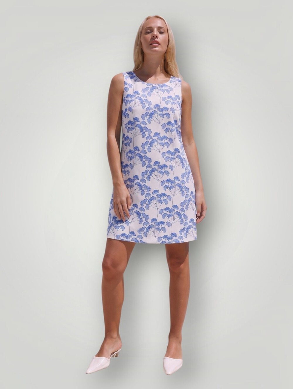 Tommy Hilfiger Blue Floral Print Shift Dress Sleeveless 10 Preppy Coastal